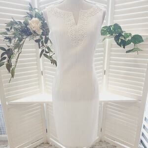 EVAN PICONE BLACK LABEL WHITE LACE V NECK DRESS SIZE 8